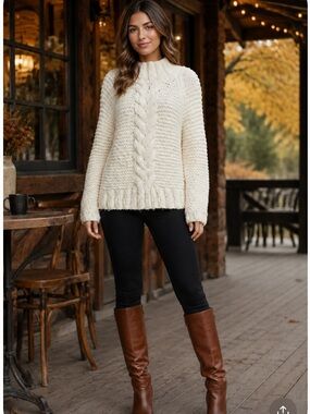 Rebecca Taylor Ivory Cable Knit Alpaca Sweater size XS